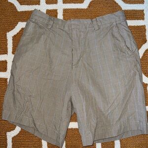 Men’s Banana Republic Shorts 30 Plaid Flat Front Brown/Blue 9” Inseam